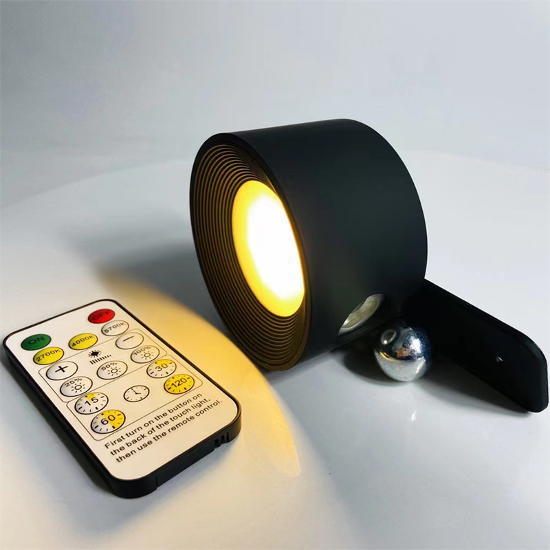 Usb genopladelig led-væglampe med touch- og fjernbetjening, trådløs vægmonteret væglampe til soveværelse, læselampe: Lilla