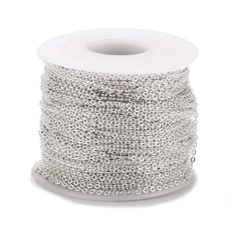 10 meter guld rustfrit stål kæde til armbånd metal halskæder 1.5mm rolo kabel kæder bulk diy smykker fremstilling: Forsølvede / 1.5mm bredde