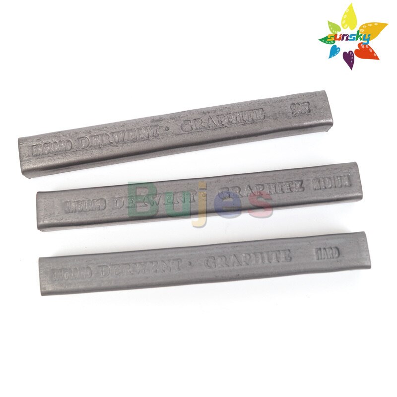 Derwent Natural Graphite Stick,Light Medium Dark,Use flat to cover large areas ,Easily blended,Naturally water-soluble