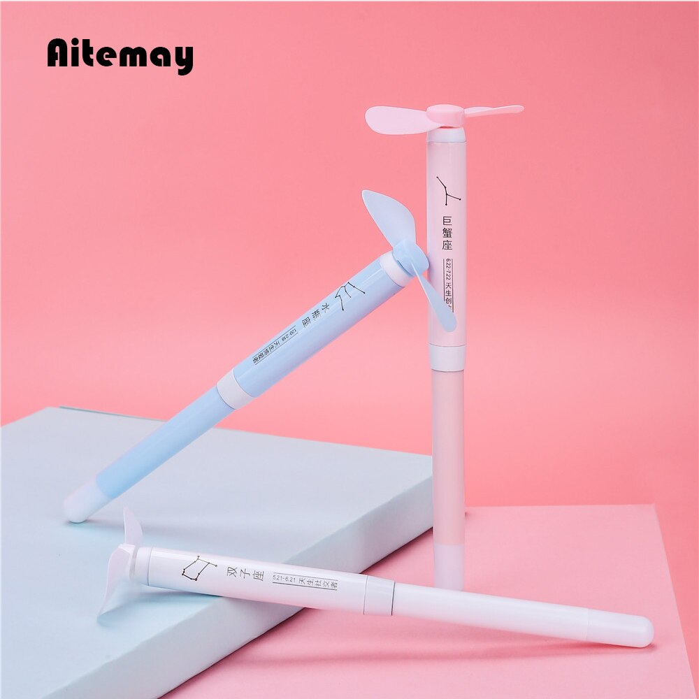 Aitemay-Mini bolígrafo ventilador constelaciones, verano, bolígrafo punta bola lindo, ventilador silencioso de mano, bolígrafo para para estudiantes