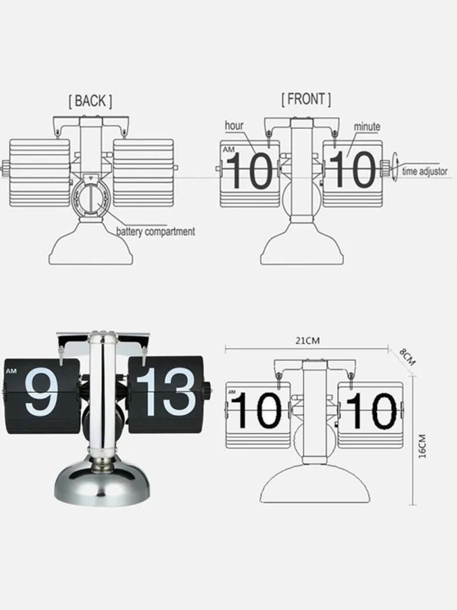 Reloj Digital con tapa Vintage, reloj de mesa con página abatible automática mecánica, reloj Digital con tapa para oficina, de decoración para el hogar