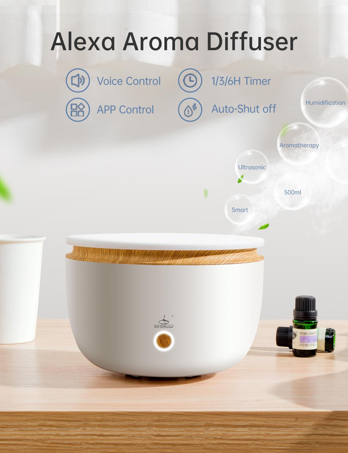 Gxdyfuzor inteligentny dyfuzor olejków eterycznych 500ML Alexa rozpylacz zapachów ultradźwiękowy nawilżacz powietrza WiFi kontrola aplikacji rozpylacz zapachów