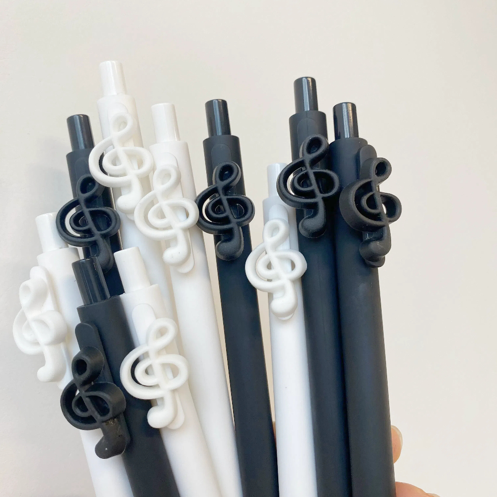 10 stuks muzieknoten pennen, muzikale nieuwigheid, 0.5mm soepel schrijvende zwarte pennen voor dagboek, kantoor en schoolbenodigdheden