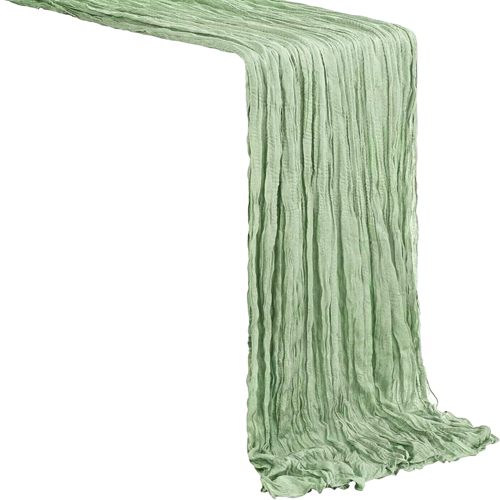Chemin de Table rose clair rustique Semi transparent gaze bleu chemin de Table fête d'anniversaire Boho mariage bébé douche décorations de Table à la maison: 32*210cm / Bourgogne