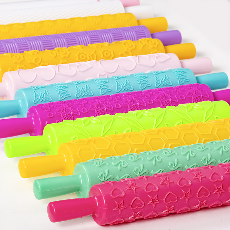 Pastic Non-stick Fondant Rolling Pin Embossing Cake Deeg Roller Decorating Cake Roller Ambachten DIY Bakken Keuken Gereedschap