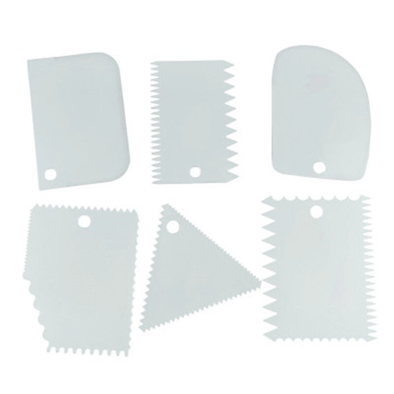 6PCS/Set Dough Cake Slicer Spatula for Cake Cream Scraper Pasty Cutters Scraper Irregular Edge DIY Smoother