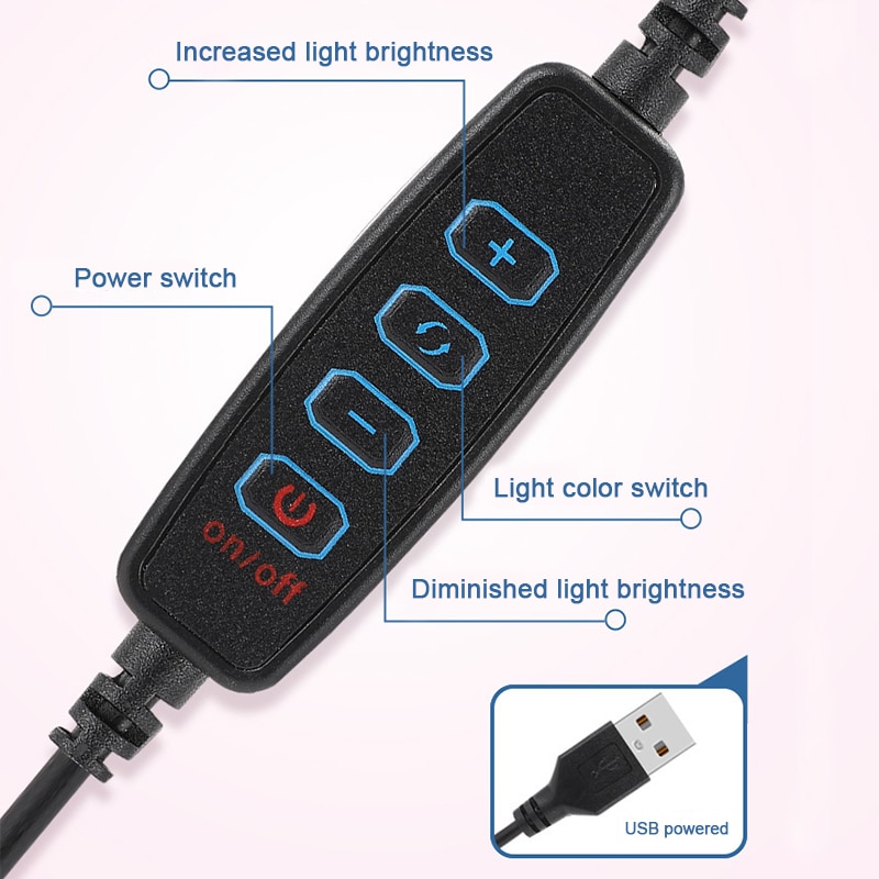 Foldable LED Mirror Makeup Mirror Desktop With LED Light Adjustable Bright Ring Light Selfie Lamp Live Photo Photography Studio