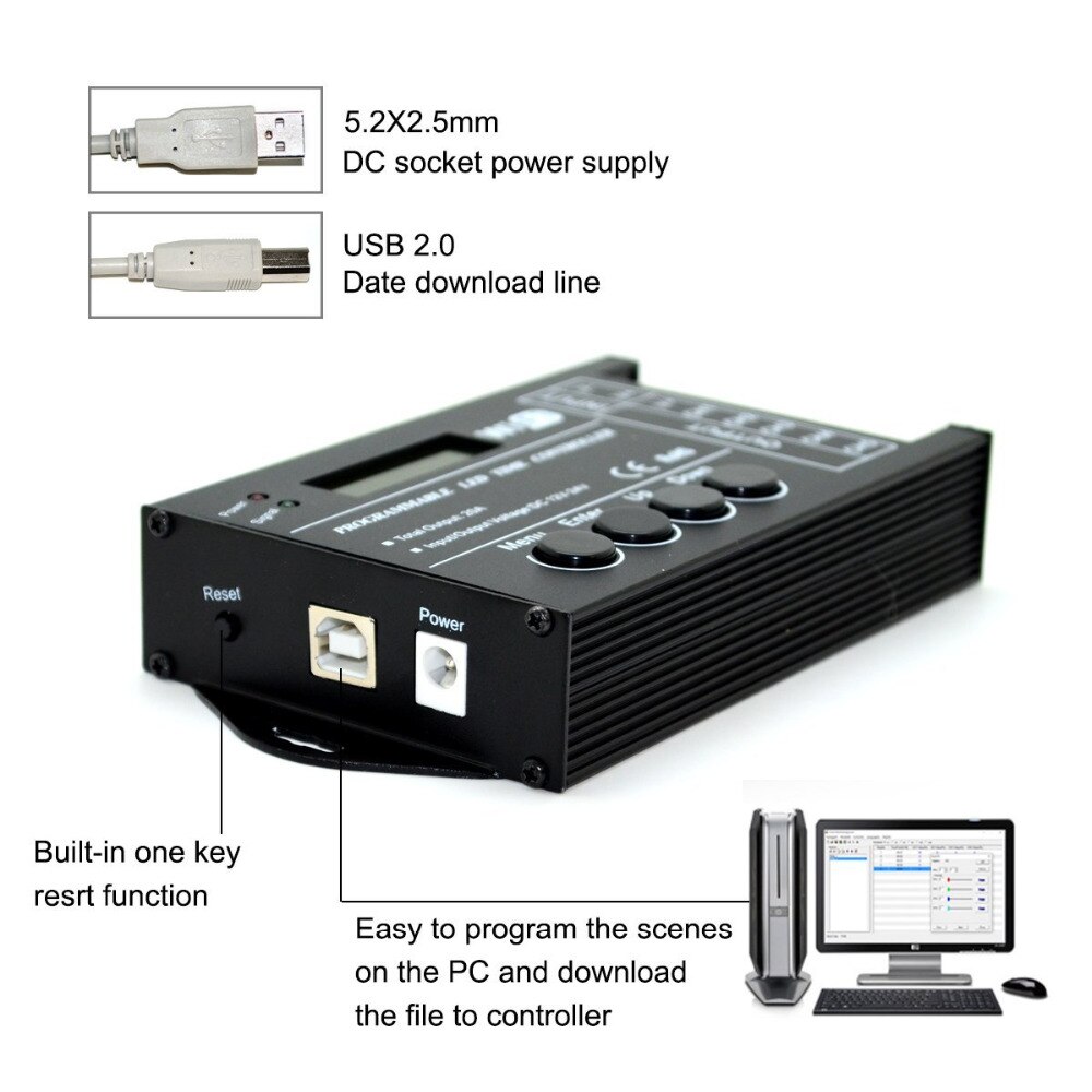 Tc420 tc421 tc423 ledet wifi-kontroller  dc12v/24v 5- kanals totalutgang 20a felles anode til ledet-lys