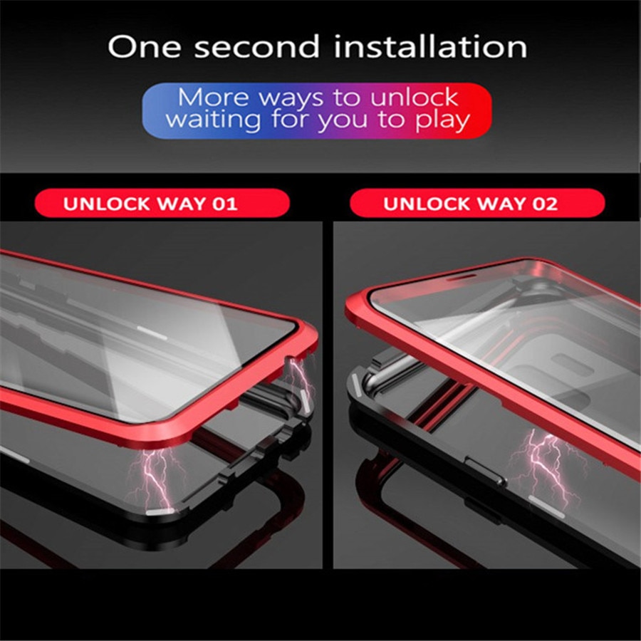 Magnetic case on the For samsung Galaxy A50 a70 a30 a20 a 30 50 70 Double sided Glass a305F a205F a505F a705F Metal coque