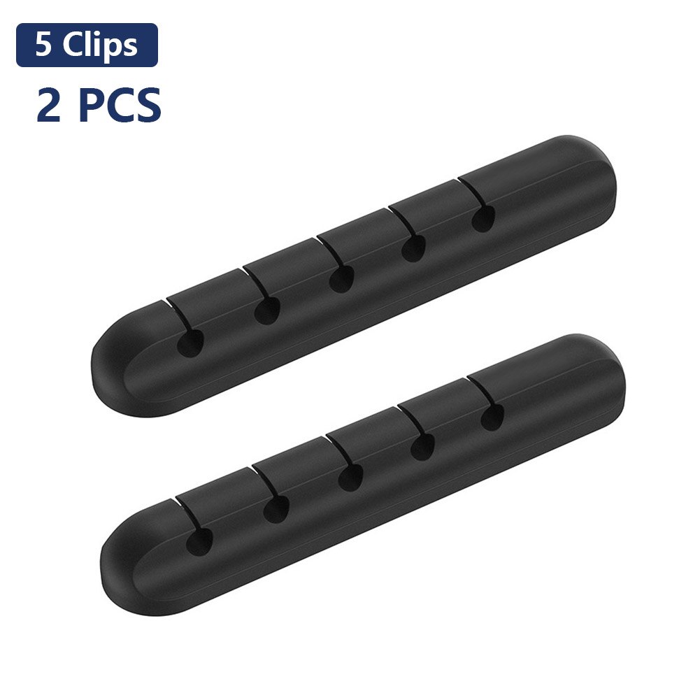 Kabelorganisatiesysteem Siliconen Usb Kabelhaspel Desktop Netjes Management Clips Kabel Houder Voor Muis Hoofdtelefoon Draad Organisator: black 5 Clips 2 pcs