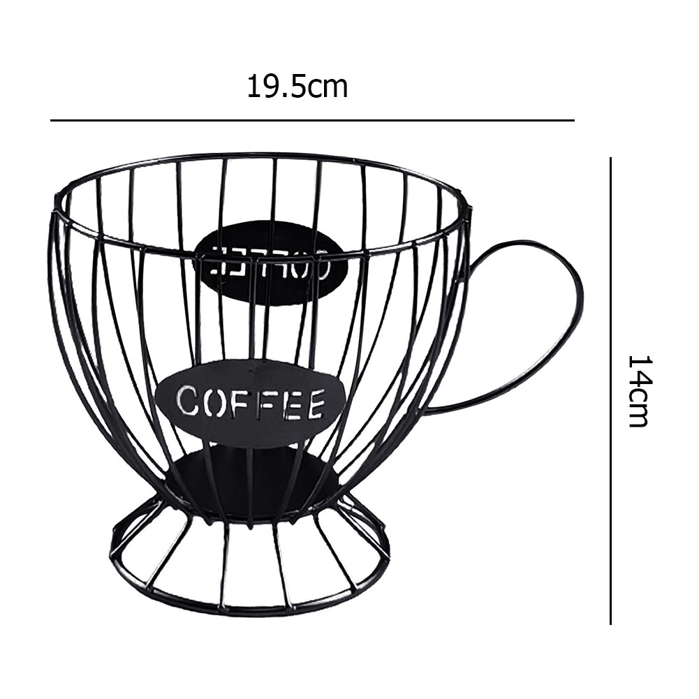 Metal Coffee Capsule Basket Multifunction Hollow Iron Stand Holder Coffee Pods Storage Shelves Rack Home Cafe Hotel Coffeeware: F Black