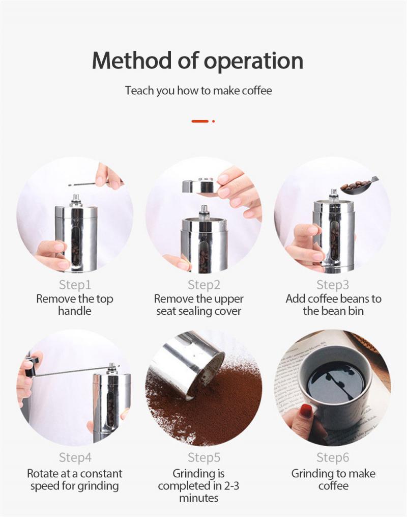 Portable Stainless Steel Coffee Bean Grinder Hand Manual Coffee Bean Burr Grinders Machine Mill Kitchen Tool Grinders