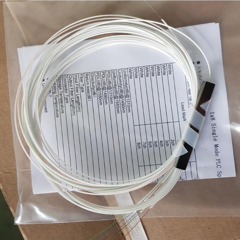 color optical fiber plc splitter 1x8 without connector 10pcs: 1x8 white