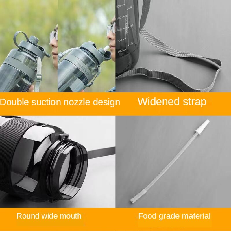 1L 2L 3L Large Capacity Sports Water Bottle Portable Debris Water Cup With Straw Outdoor Camping Picnic Climbing Water Bottle