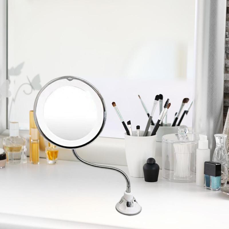 Led spejl makeup spejl med led lys makeup spejl sugekop 360 rotations bruser barbering makeup dugfri spejl