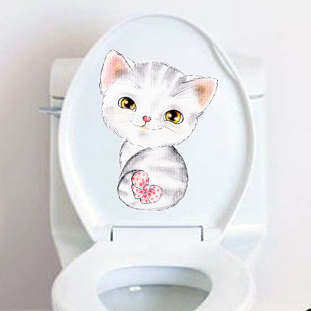 Kast Kleurrijke Wc Sticker Voor Kinderkamer Muur Stickers Art Lijm Muurschildering Katten Badkamer Leuke Diy Cartoon Dier Home Decor: Default Title