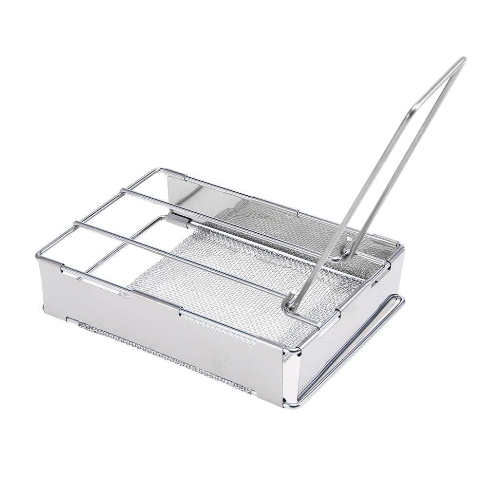 Placa tostadora plegable de acero inoxidable, parrilla portátil para acampar al aire libre, para pan, mochilero, red de malla para Picnic y senderismo