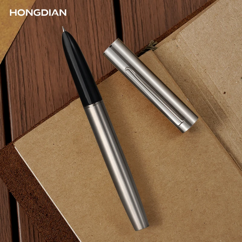 Hongdian C1 Exquisite Explorer Simple Classic Retro Fountain Pen EF F Hooded Nib School Office Supplies Writing Ink Pens: black / o．b．