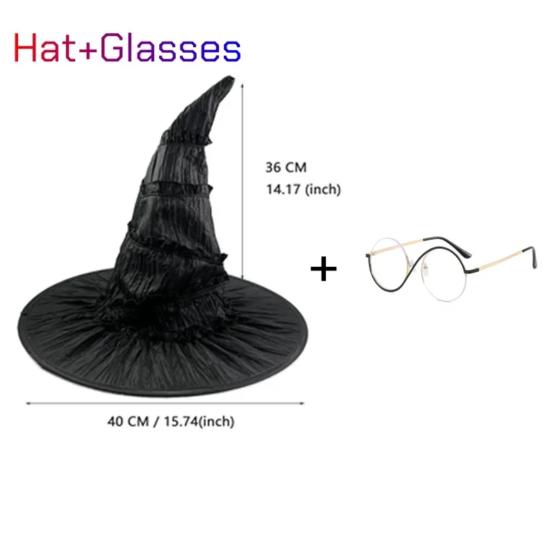 Malvado elphaba traje de halloween bruxa cosplay preto babados vestido manto luvas chapéu pontiagudo vestido da menina: 5 toneladas / Ouro