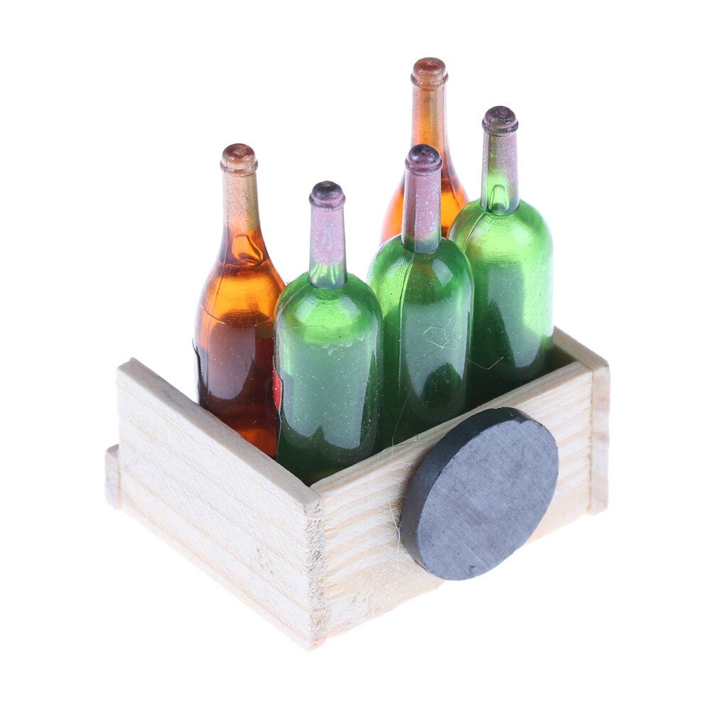 1einstellen Miniatur Wein Saft Flaschen Tasse Holz Gestell 1:12 Puppenhaus Trinken Modell Küche Möbel Spielzeug