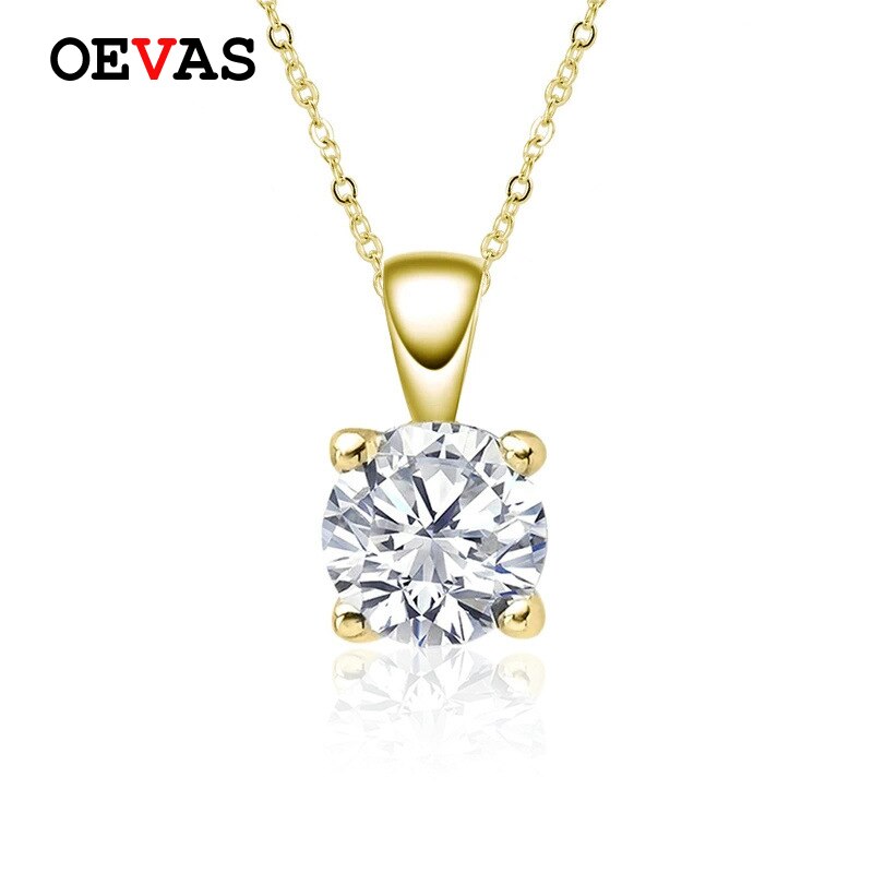 Oevas espumante real 1 quilates d cor moissanite pingente colares para mulher qualidade superior 100% 925 prata esterlina jóias de casamento