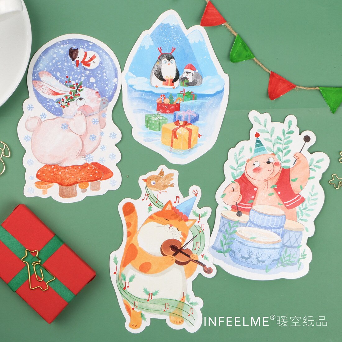 30 pcs/pack Wish you a Merry Christmas Greeting Card Postcard Birthday Card Set Message Card Letter Envelope Card stock