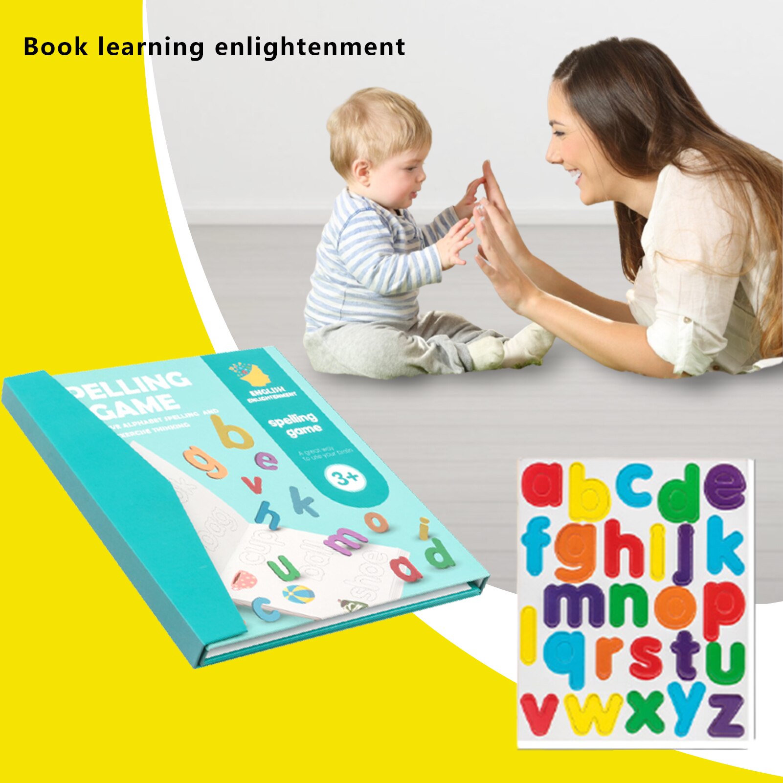 Children 3D Magnetic Book Word Spelling Game English Alphabet Letters Cards Early Education Literacy Toys For Baby Kids