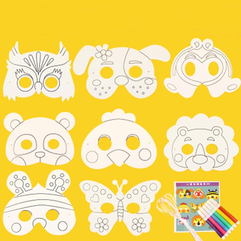 Saizhi Blank DIY Schilderen Maskers Speelgoed Cartoons Schilderen Graffiti Maskers Voor Kleuterschool Kids Handgemaakte Halloween Maskers Speelgoed SZ3134: CartoonmaskA