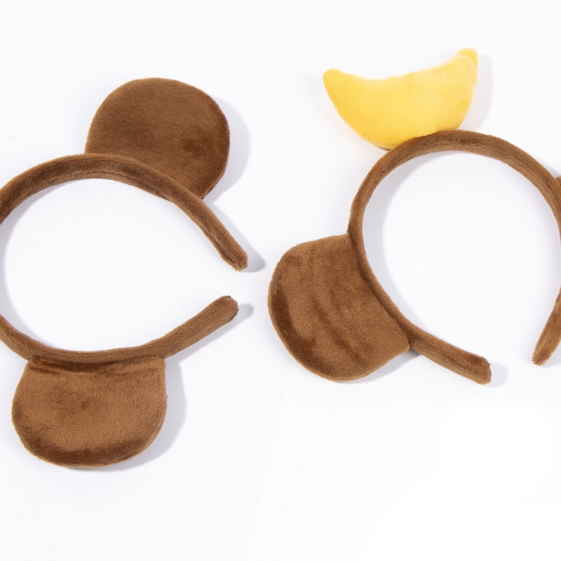 Cartoon pluche hoofdband dier patroon aap oren haarband banaan haar hoepel halloween kerst rekwisieten thema kostuum f3md