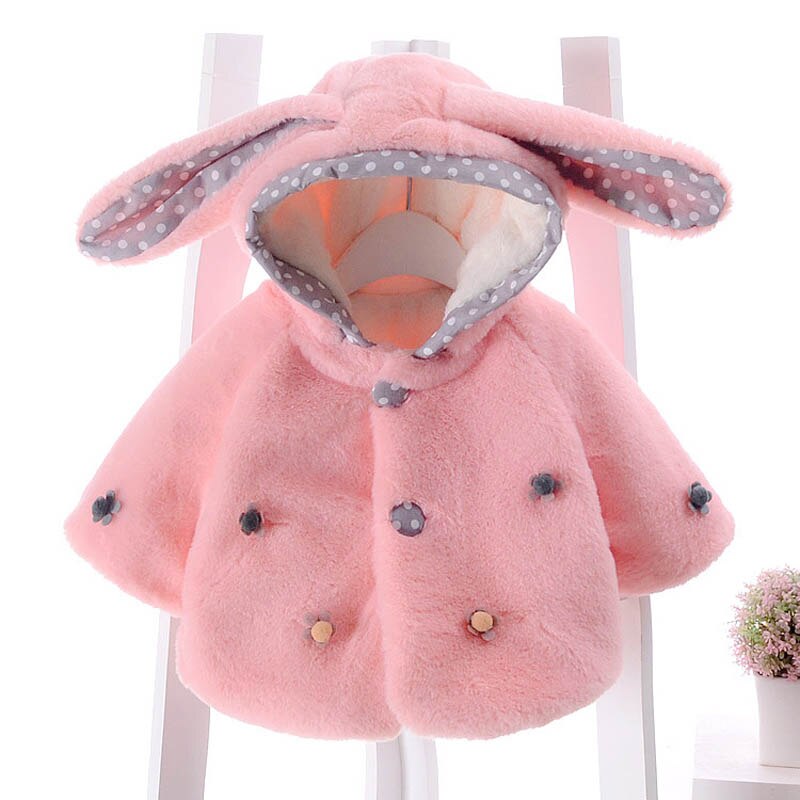 Automne hiver bébé manteaux fille Smocks vêtements d'extérieur polaire Cape pulls mignon oreilles de lapin à capuche Poncho pour enfants 1 pcs/lot Cape