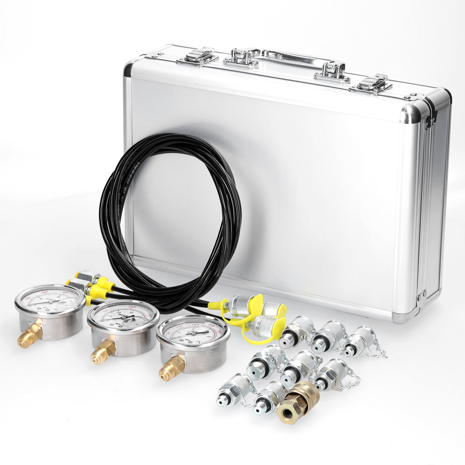 Hydraulik manometer Kit Bagger Hydraulik druckmaschine mit 9 Kupplungen 3 Manometer 3 Prüf schlauch werkzeuge: Default Title