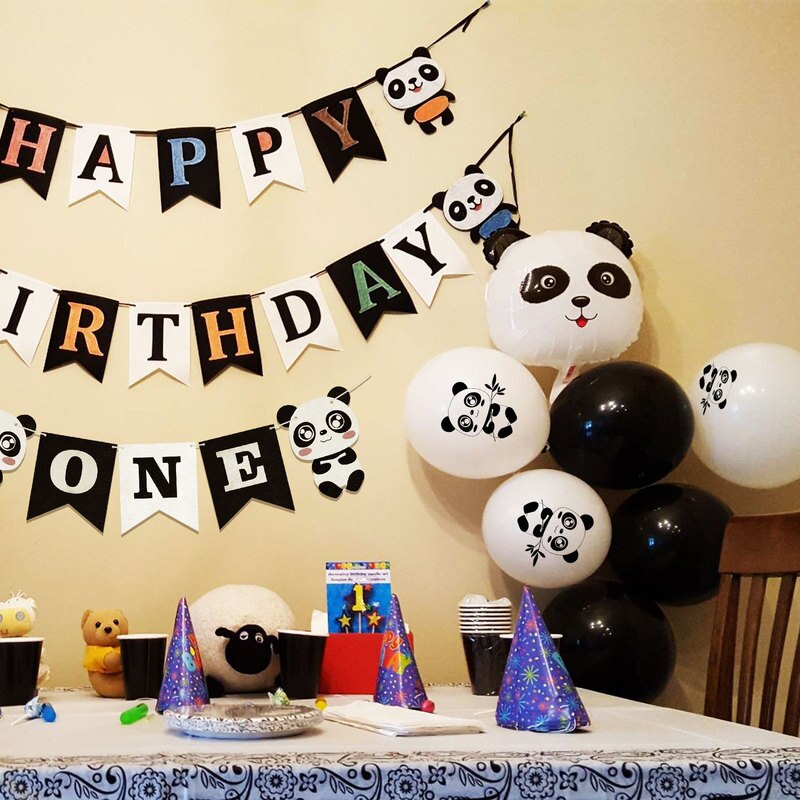 Cute Panda Theme First Birthday Boy Party Non-woven Fabric Birthday Banner Garland Party Supplies Birthday Party Decoration