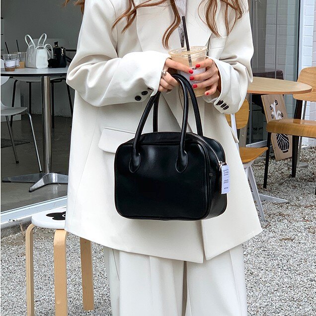 Frauen Täglich Umhängetasche Retro Öl Wachs Leder Mädchen Schulter Messenger Taschen Sommer Neue Damen Casual Tote Handtaschen: Black