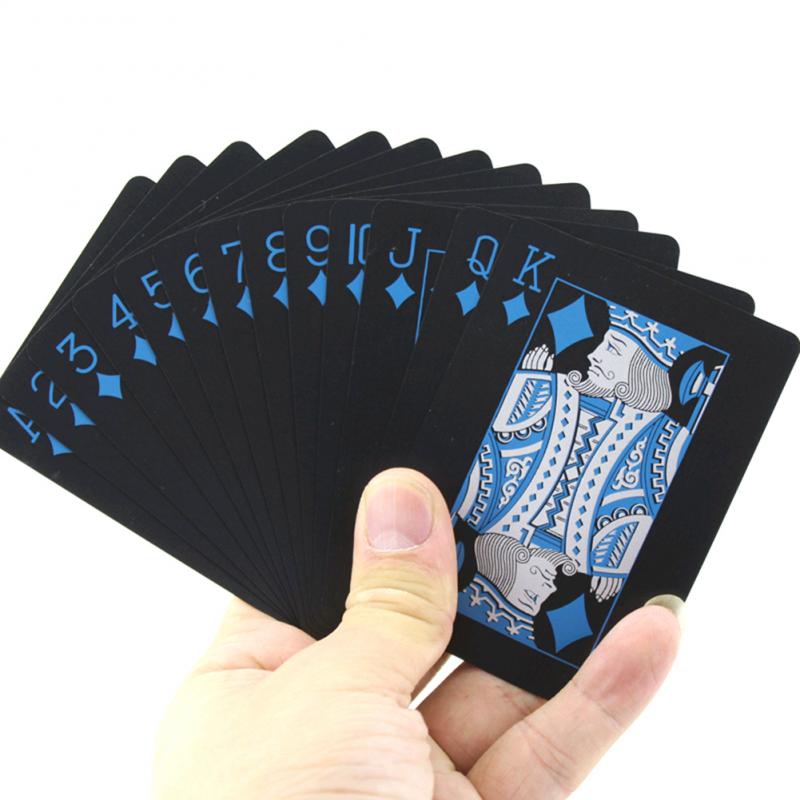 54Pcs Waterdichte Pvc Pure Black Magic Box-Verpakt Plastic Speelkaarten Set Dek Poker Klassieke Goocheltrucs tool Games