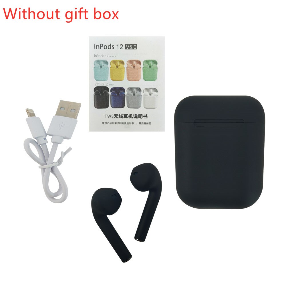 i12 Tws Wireless Headphones Bluetooth 5.0 Earphone Matte Macaron Earbuds Handsfree With Mic Charging Box Headset for all phones: 3049-H-1