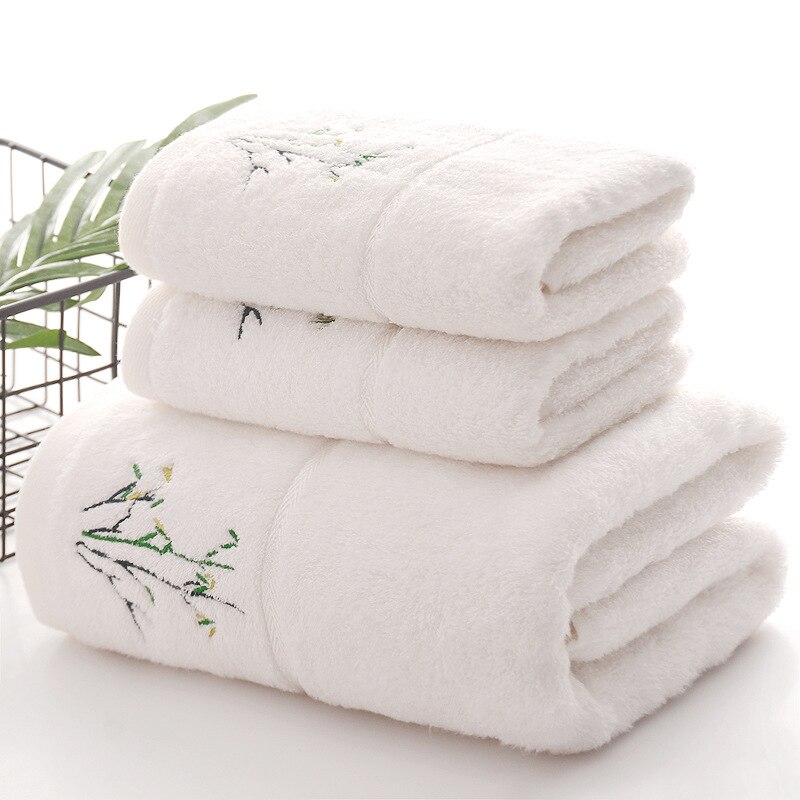 Juego de toalla de baño de fibra de bambú para hombre y mujer, toalla de playa universal bordada, suave, cómoda y gruesa, Original: Blanco / 70x140cm  1pcs