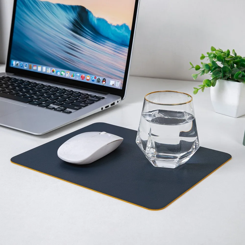Simple Solid Color PU Leather Mouse Mat Anti-slip Waterproof 23*19cm Mouse Pad School Supplies Office Accessories Desk Set