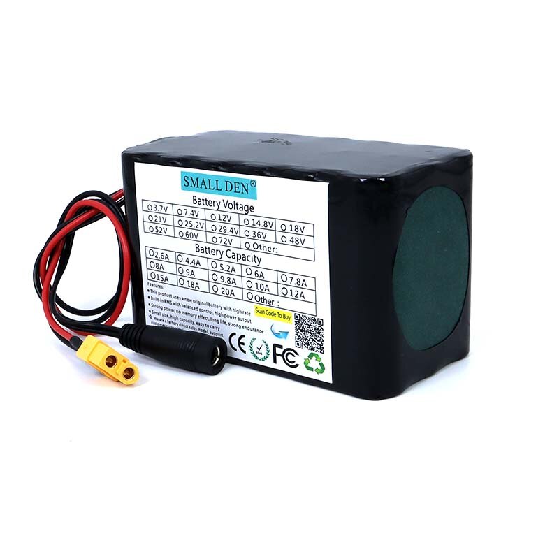 11.1v/12v 20ah 18650 lithium genopladeligt batteri 20000 mah med pcb til broklampe, forstærkere, overvågning + 12.6v oplader