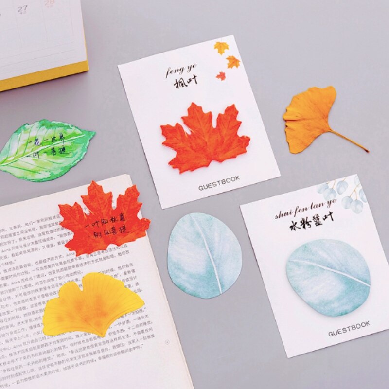 Cute and small fresh leaves post-it note simulation leaf note post N times post message post