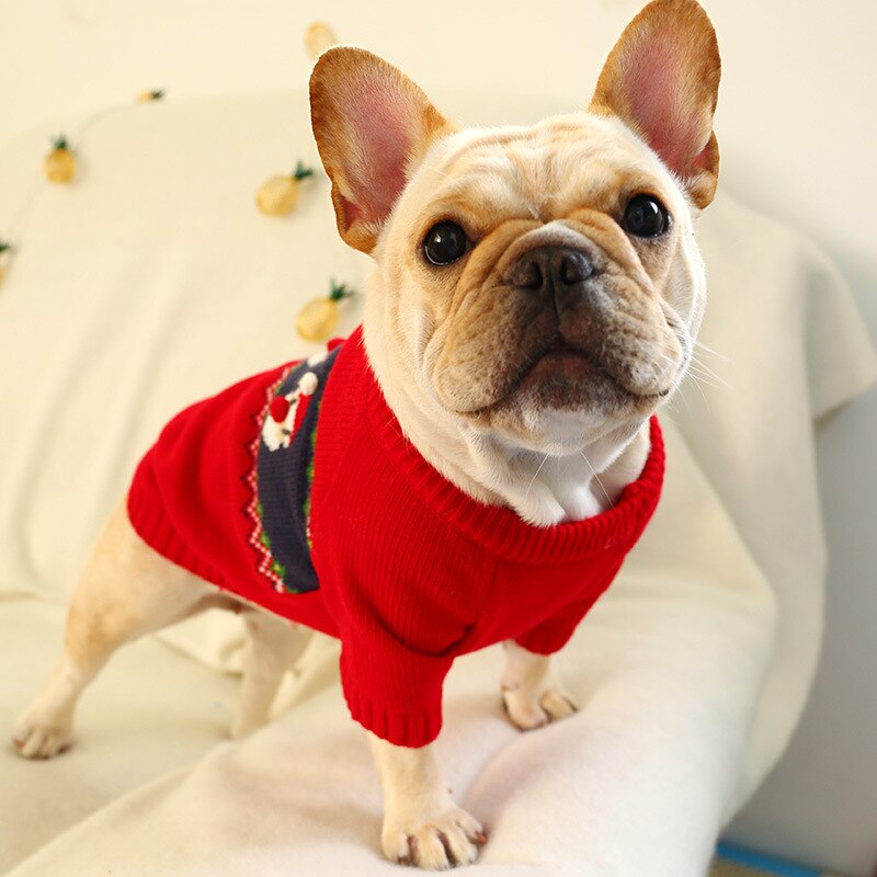Dog Sweaters For Small Dogs Pet Jumper Christmas Red Dogs Sweater Cat Xmas Crochet Coat For French Bulldog Dachshund