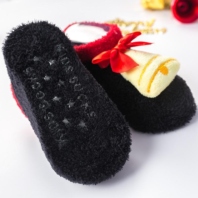 Chaussettes d'hiver antidérapantes en Silicone pour bébés filles et garçons, chaussettes de noël pour enfants de 0 à 3 ans