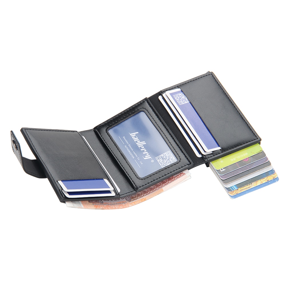 Rfid Blocking Bescherming Mannen Wallet Id Credit Card Houder Lederen Metalen Aluminium Business Bank Kaarthouder Portemonnee