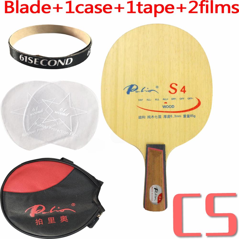 Palio S4 (S-4, S 4), raqueta de tenis de mesa de madera para raqueta de ping-pong: CS with H1 case