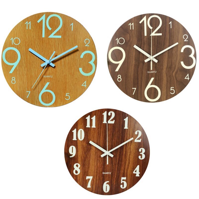 Digitale Nummer Wandklok 3D Stille Klok Glow Dark Acryl Lichtgevende Opknoping Klok Acryl Korte Rustige Wandklok