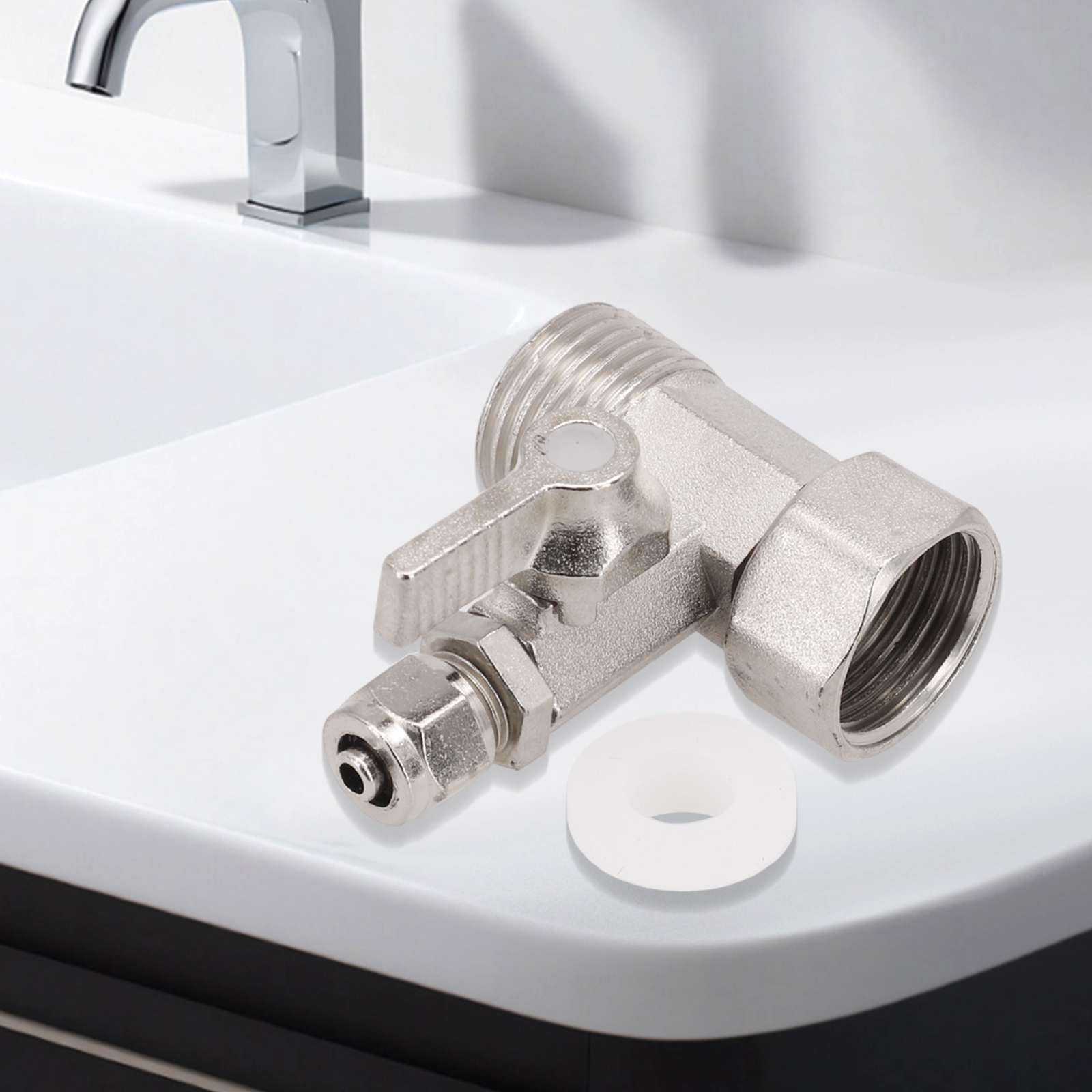 Adaptateur d'eau d'alimentation RO 1/2 "à 1/4", avec robinet à bille d'arrêt, robinet té B RO, robinet à tournant sphérique d'alimentation, filtre à eau, 1 pièce