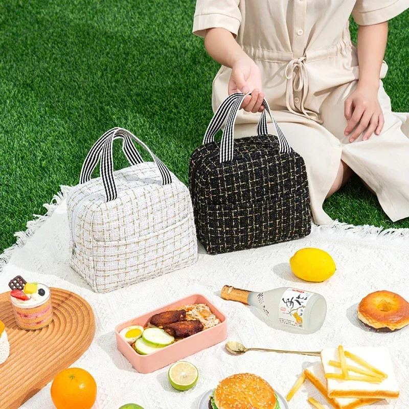 Ins Fashion Tote Lunchbox torba termiczna kobiety mężczyźni Bento do przechowywania izolowana torba na Lunch przenośna lodówka torby izolacyjne piknikowe torebka