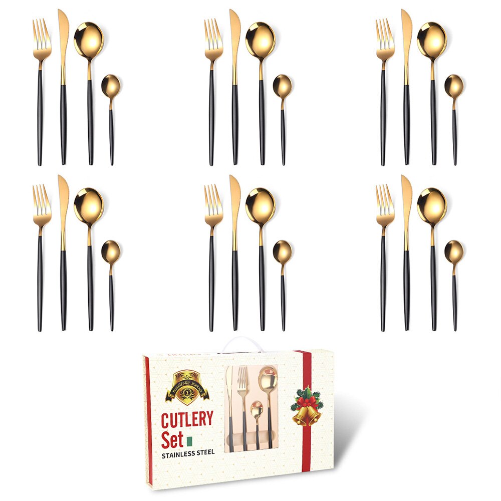 Merry Christmas Cutlery Set 24 Piece Christmas Dinnerware Knife Fork Spoon Set Tableware Christmas Decorations For Home