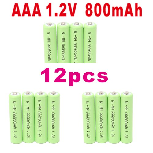 Aaa Oplaadbare Batterij Aaa 1.2V Batterijen 800 Mah Ni-Mh Batteies Oplaadbare Batterijen Voor Afstandsbediening Speelgoed (4 pcs-40 Pcs): 12 pcs