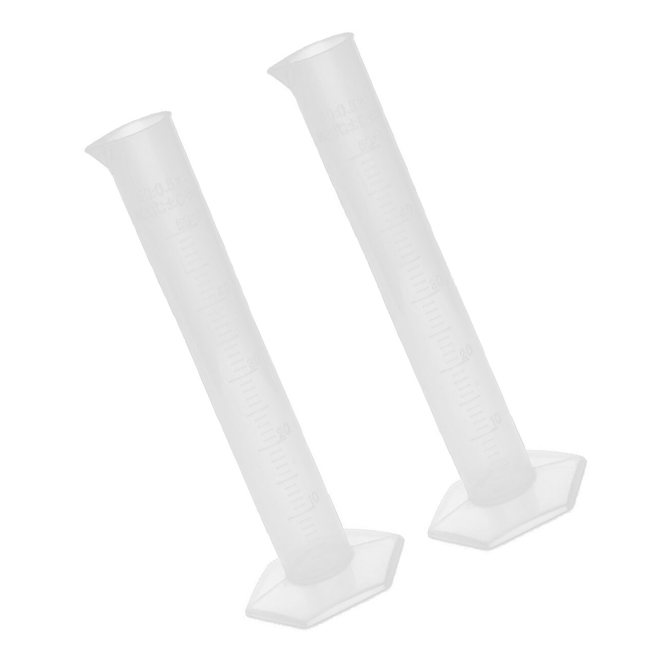 2pcs 50ml Transparent Plastic Graduated Cylinder Lab Measuring Cup