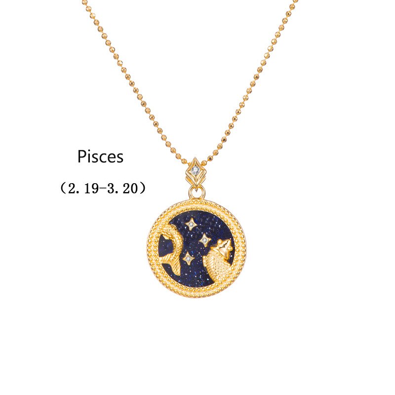 925 Sterling Zilveren Bal Kraal Ketting 12 Zodiac Constellation Horoscoop Medaillon Ketting Verjaardag Ster Teken Valentijnsdag: Pisces